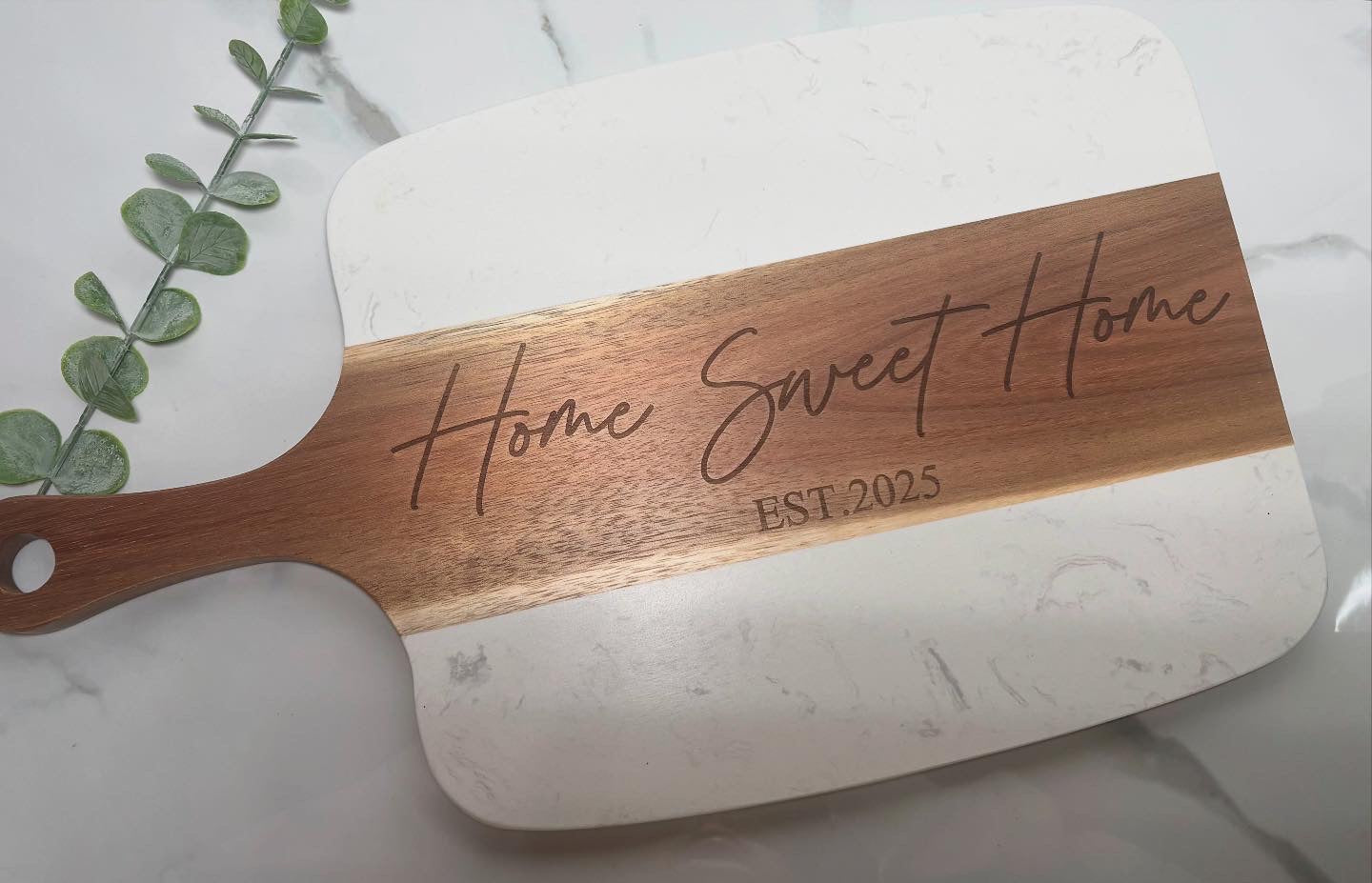 Marble & Acacia Wood Serving Board with 4 serving tools