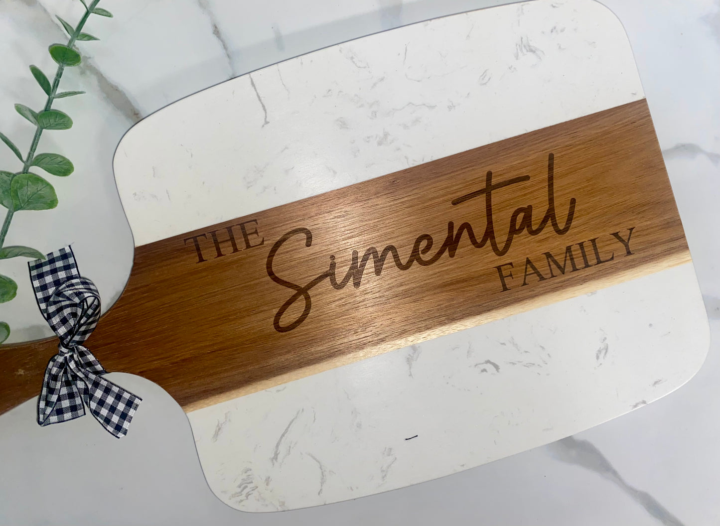 Marble & Acacia Wood Serving Board with 4 serving tools