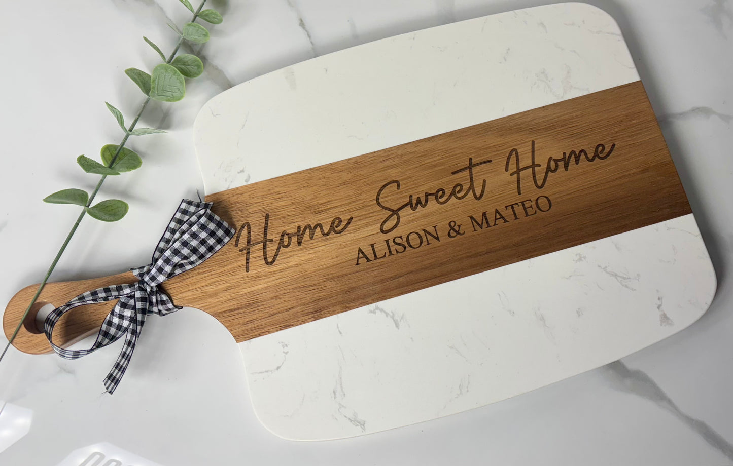 Marble & Acacia Wood Serving Board with 4 serving tools