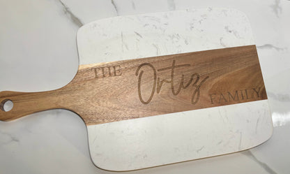 Marble & Acacia Wood Serving Board with 4 serving tools