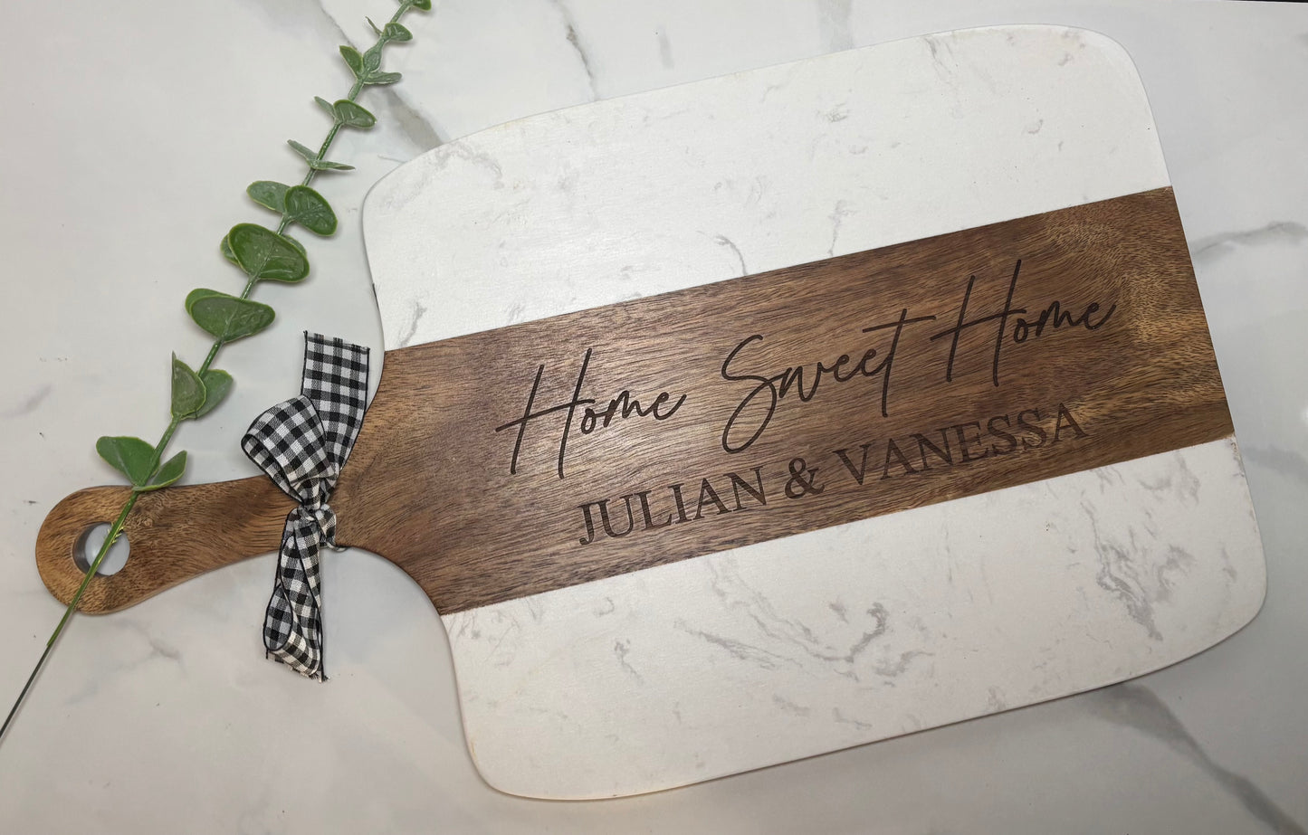 Marble & Acacia Wood Serving Board with 4 serving tools