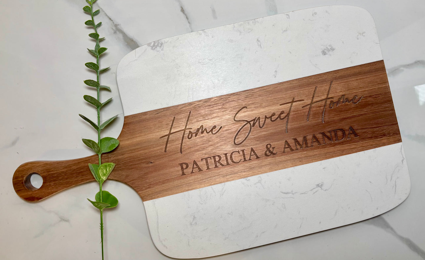 Marble & Acacia Wood Serving Board with 4 serving tools